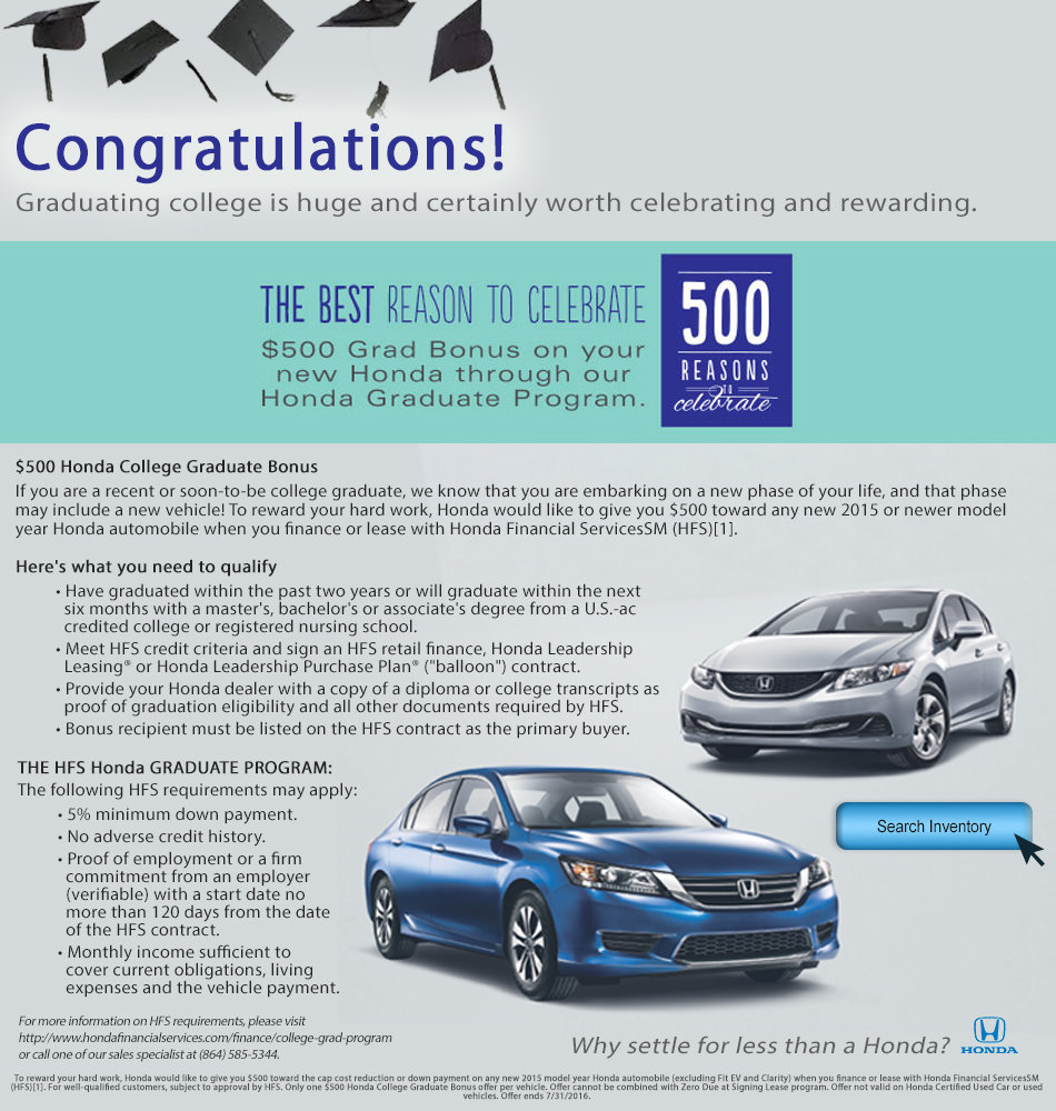 Bonus Cash on Your New Honda for College Grads | Visit Vic ...